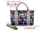 Cute Colorful PVC Canvas Womens Floral Print Handbags with Dogs Pattern