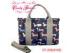 Cute Colorful PVC Canvas Womens Floral Print Handbags with Dogs Pattern