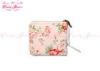 Pink Summer zippered flower Ladies Card Wallet / pretty wallets for women