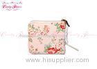Pink Summer zippered flower Ladies Card Wallet / pretty wallets for women