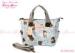 Light Blue Lovely Girls Large Floral Print Handbags with Bear Pattern