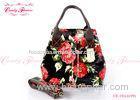 Custom Vintage Canvas small shoulder Floral Print Handbags in Black