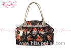 Waterproof Black Vintage canvas flower tote bag womens Big Size handbags