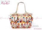 Modern Colorful Small Floral Print Handbags with Window Shops Pattern