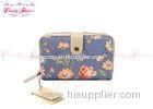 Royal Blue Floral id credit card wallet with a lot of card slots for Ladies