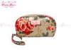 Water Resistant flower small makeup travel bag with one zip pocket