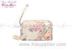 White Floral Personalized Makeup Bags / travel cosmetic bags oem odm