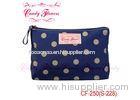 Fashion ladies Personalized Makeup Bags / ladies wash bags , Blue And Yellow polka dot