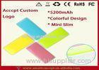 Colorful 5200mah Mini USB Battery Pack With LED Lighting Li - ion battery