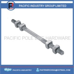 double arming bolt with square nuts, hot dipped galvanized