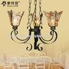 Vintage Amber Modern Metal Chandelier Lighting with Glass , Hanging Chain Lamp