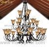 Vintage Amber Drawbench Glass Wrought Iron Large Hotel Chandeliers for Dining room