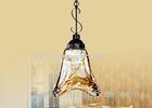 Traditional Wrought Iron Chandelier / Amber Vintage Glass Pendant Chandeliers