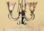 64cm Height Big Retro Wrought Iron Amber Glass Chandelier Lights / Lamp for Bathroom