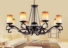 Contemporary Wrought Iron Blown Glass Chandeliers Lamp For Living Room / Bedroom