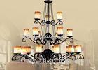 Candle Blown Glass Shade Traditional Large Hotel Chandeliers for Hall / Foyer