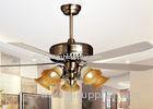 500W Iron , Glass 5 Leaf Modern Ceiling Fan Light Fixtures 5 Light 56'' , Coffee or White