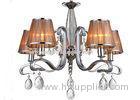 Fabric Shade 5 Light Chrome Modern Glass Chandeliers for Coffee Bar / Hotel / Hall