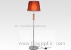 Electroplated Chrome Metal and Crystal Decorative Floor Lamps With Tawny Fabric Shade