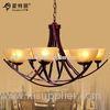 Bedroom Or Bar Simple European Wrought Iron Chandelier with Antique Glass