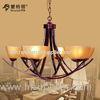 Black Ground Bordeaux Rustic Unique Chandeliers / Iron and Glass Pendant Chandelier