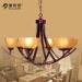 Black Ground Bordeaux Rustic Unique Chandeliers / Iron and Glass Pendant Chandelier