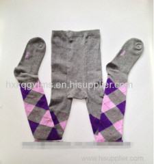 Winter Knitting Plaid Tights with grey color