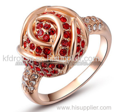 Gold Flower Diamond Fashion Bride Wedding Rings