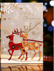 Glitter Santa Deer Christmas card