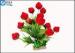 Red Rose Flowers Water Drops Plastic Aquatic Plants With Ceramic Base For Home Decorations