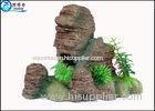 Non-toxic Poly Resin Artificial Mountain Aquarium Resin Ornaments With Simulation Plants