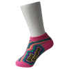 Pink Kid's Boat Socks with Rainbow Pattern