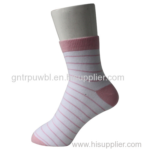 White Strips Ankle Girl's Socks