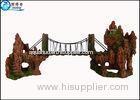 Unique Design Custom Red Mountain Aquarium Resin Ornaments Products With Bridge