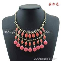 Layers Acrylic Beads Circle Charms Fashion Party Necklace