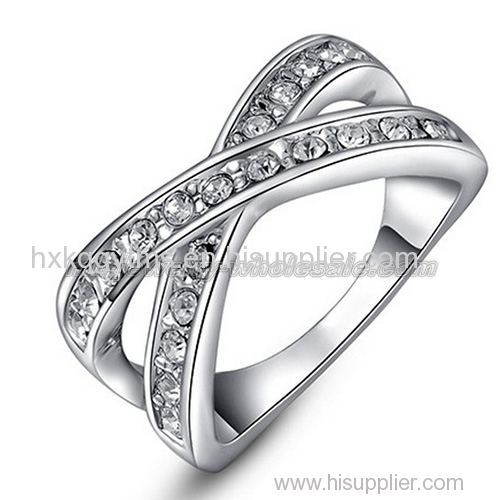 Platinum Plating Crossed Charming Womens Rings