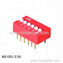 Slide Type 2.54mm Red&Blue DIP Switch
