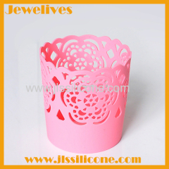Pink silicone glass cup decorate