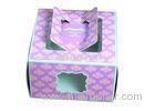 Plastic Window Recycled Paper Boxes , Purple Portable Birthday Cake Box