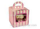 Stripe Pattern Side Window Portable Single Cupcake Box Trays Insert