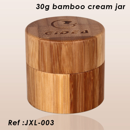 bamboo jar with engraved logo on lid