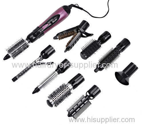 Hot-sale hair dryer with comb / ionic / dual voltage / nine attachmet