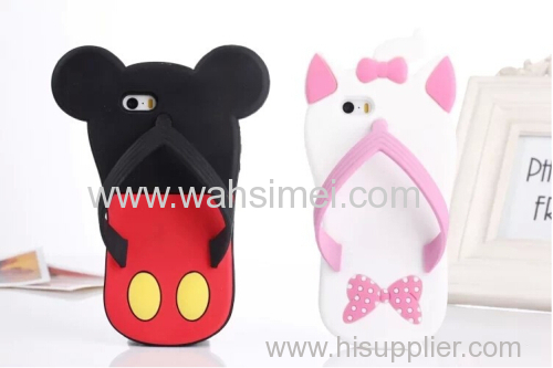 3D silicone slippers phone case covers for iPhone 6 and Samsung