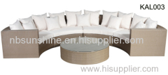 Half round rattan sofa set