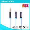 4 Pole 3.5mm Stereo Audio Cable Male to 2 Female with PVC Jacket Aux Soft Wire for Phone