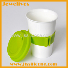 Silicone glass lid and cover with bright green