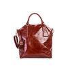 Luxury Handmade Shopper Women Shoulder Bag With Wine Red Oil Leather