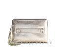 Durable Women Genuine Leather Wristlet Bag Cowhide , Ivory Evening Bag