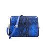 Handmade Fashion Blue Embossed Snakeskin Leather Crossbody Bag With Shoulder Straps