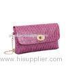 Leather Clutch Handbags With Embossed Crocodile Leather Lady Long Chain Clutch Bags